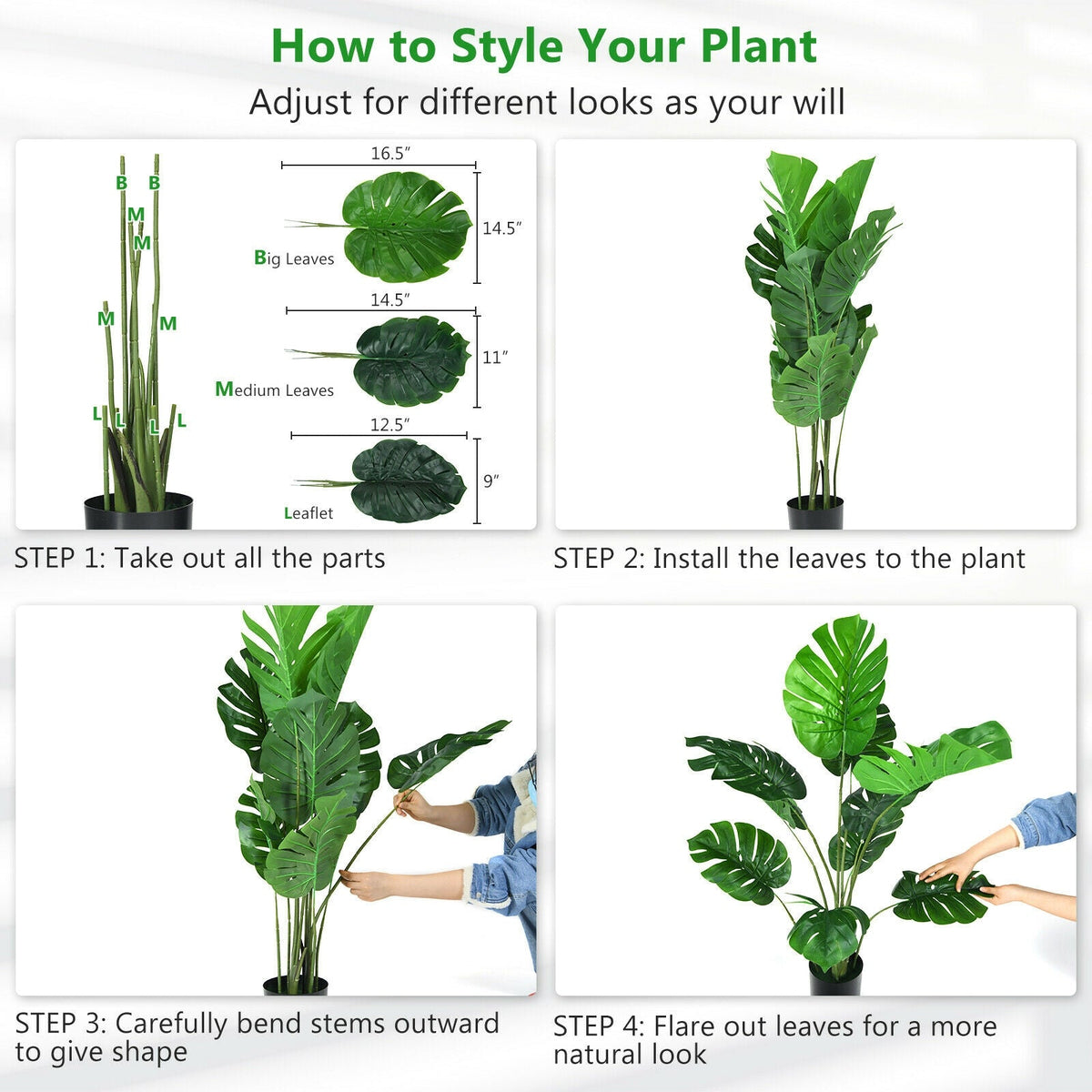 Faux Monstera Trees, 48" – Set of 2