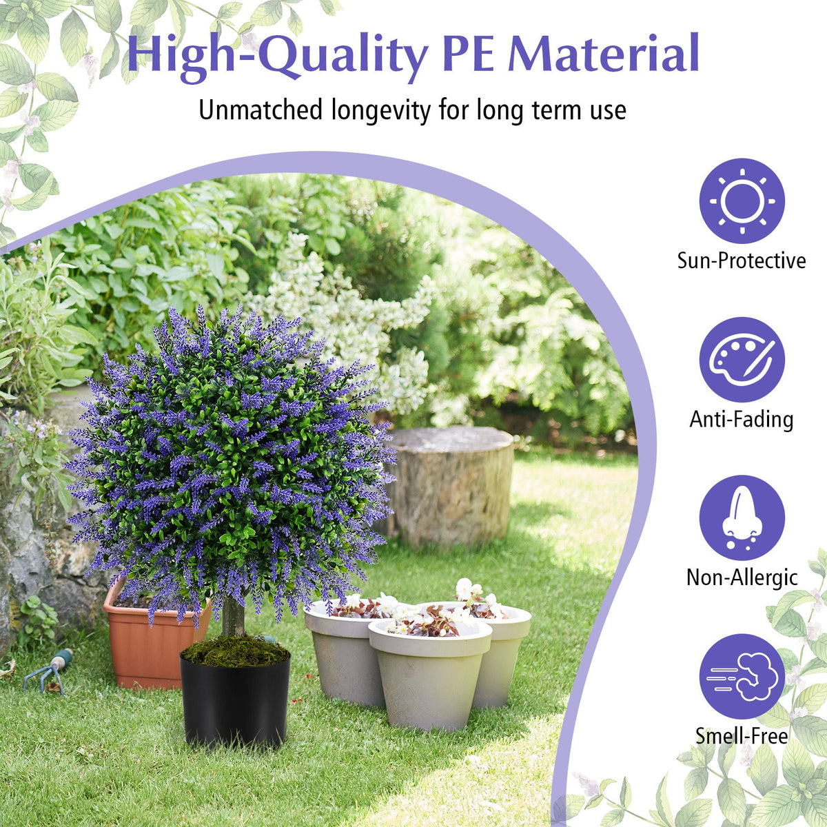 Faux Lavender Topiary Ball Trees, 23" – Set of 2