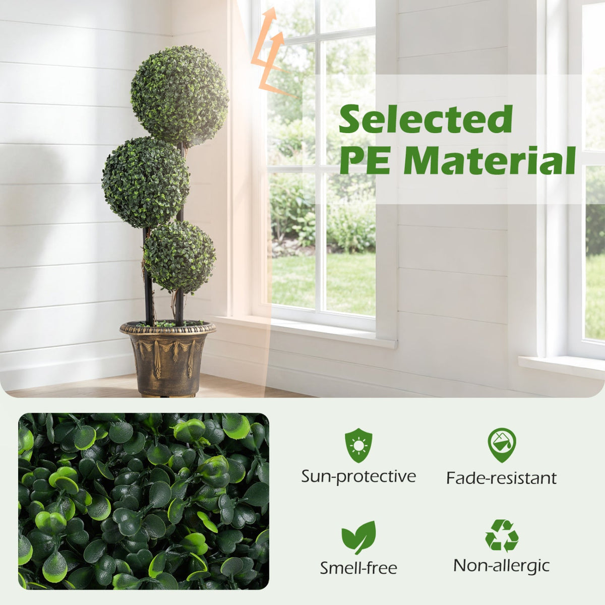 Faux Boxwood Topiary Tree, 3 FT – Double Ball