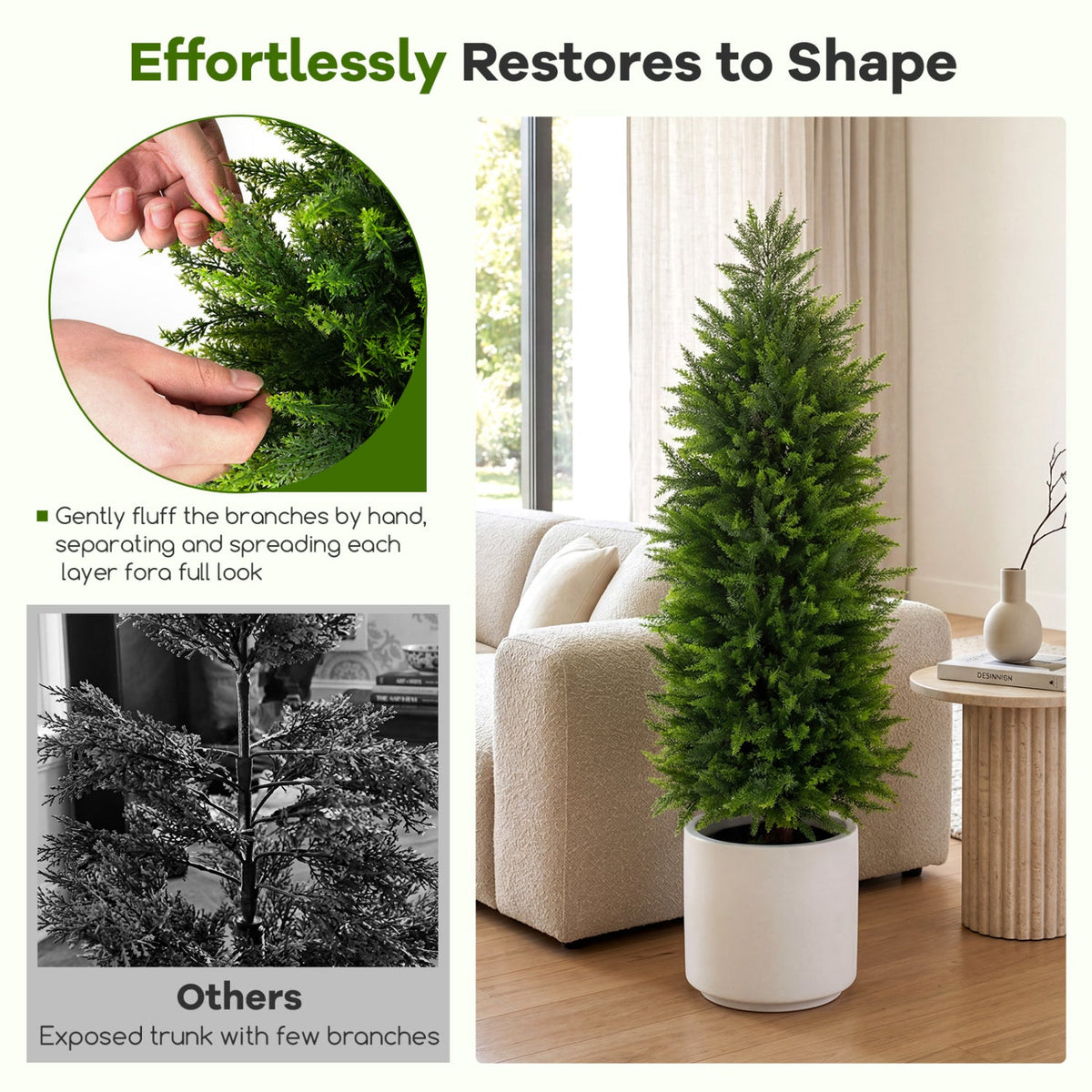 Faux Cedar Cypress Topiary Trees, 4 FT – Set of 2