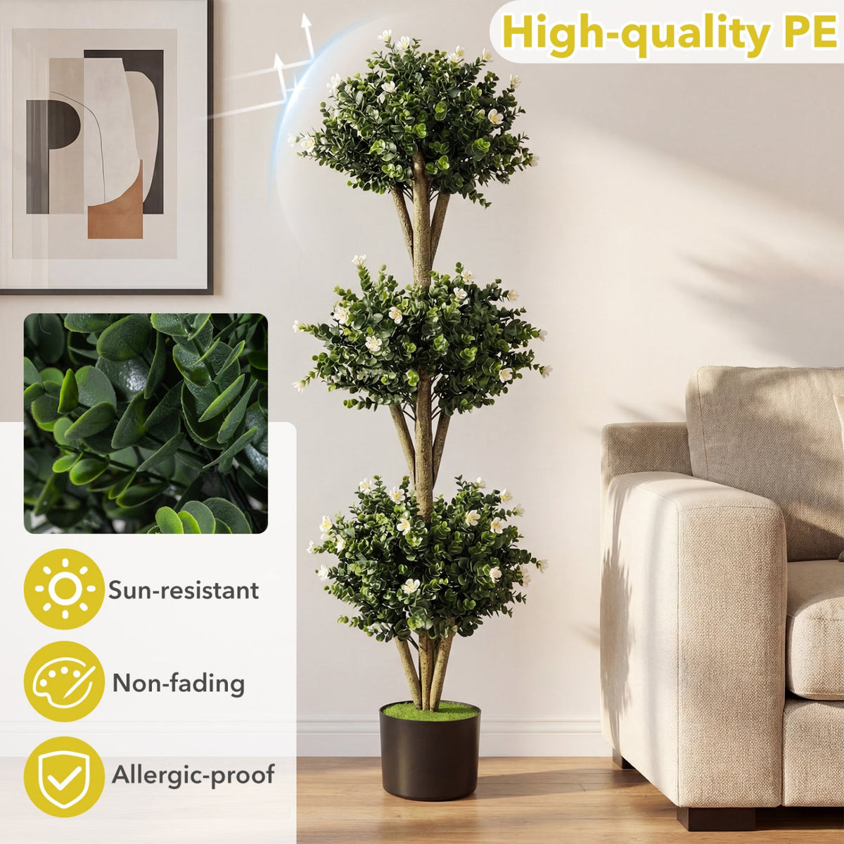 Faux Boxwood Topiary Tree, 51" – Triple Ball