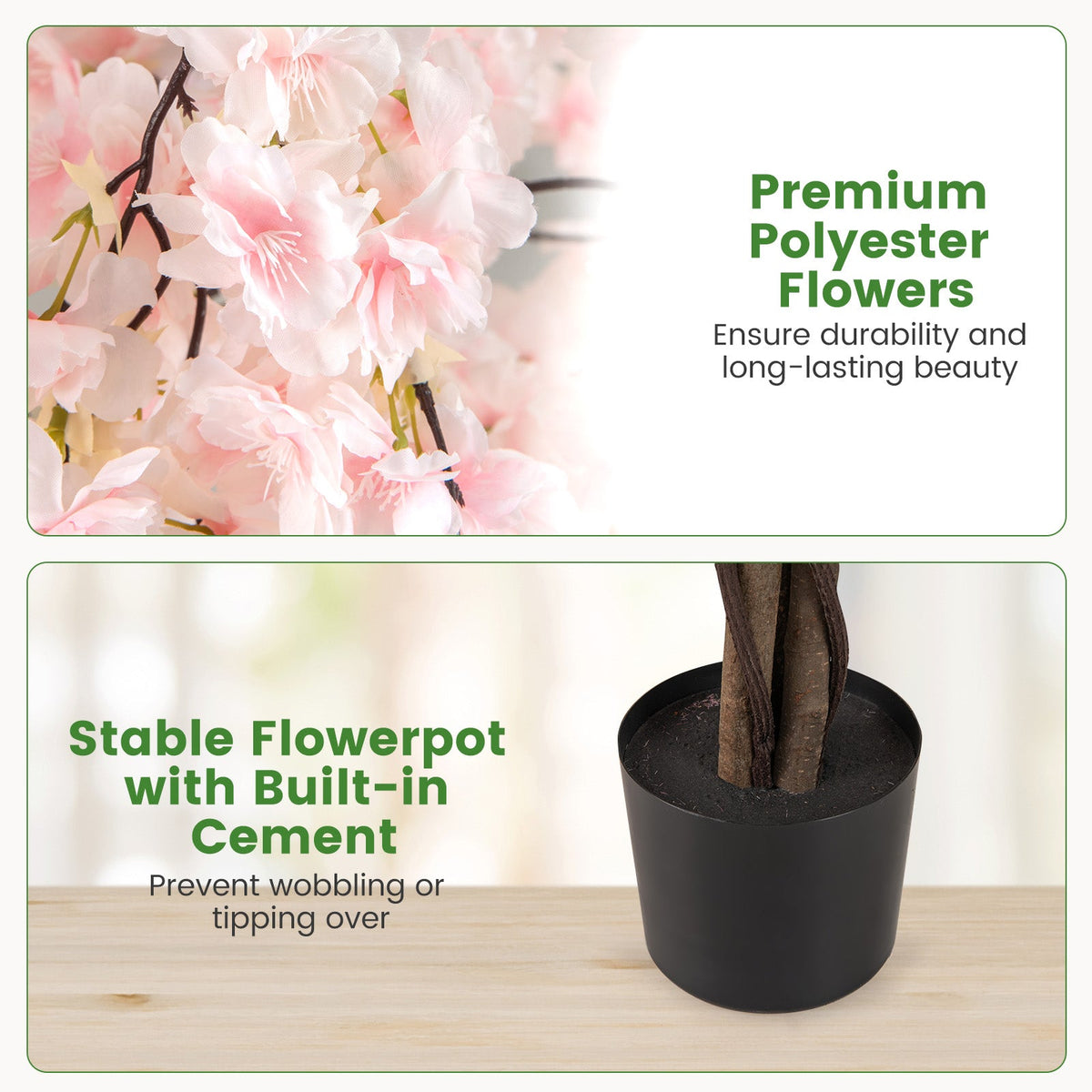 Faux Cherry Blossom Trees, 5.5 FT – Set of 2, Pink & White Blooms