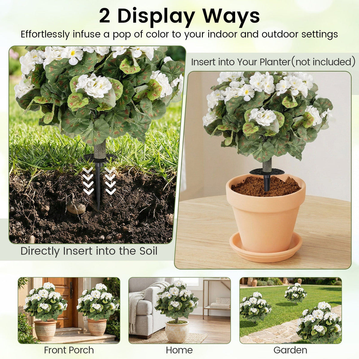 Faux Begonia Ball Trees, 13" – Set of 2