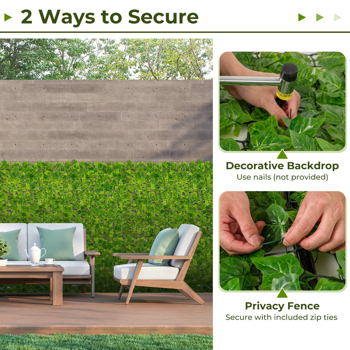 Faux Ivy Privacy Fence, 120" x 40" – Artificial Greenery