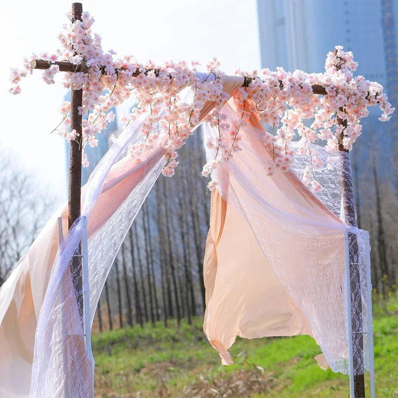 180CM Artificial Sakura Flowers Vine Wedding Garden Rose Arch Home Party Decoration Festival Bridal Fake Silk Scrapbook Plants