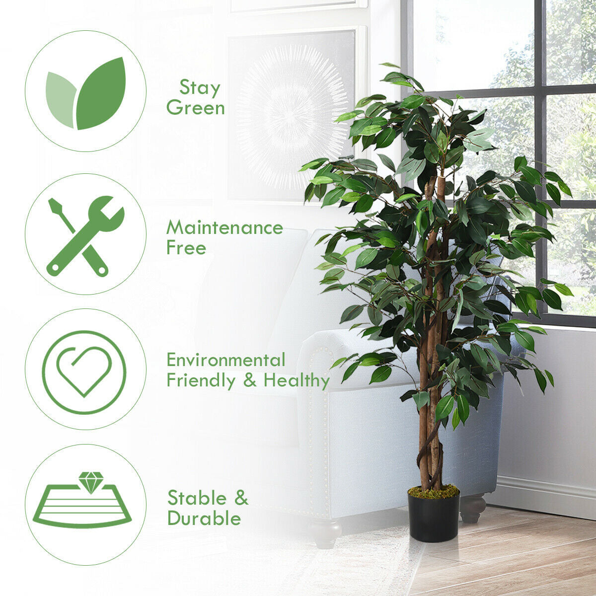Faux Ficus Tree, 4 FT