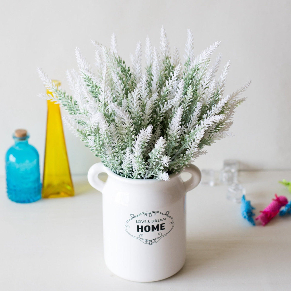 1 Bundle Artificial Lavender Fake Flowers Wedding Bouquet Home Kitchen Office Table Centerpieces Arrangements Decor