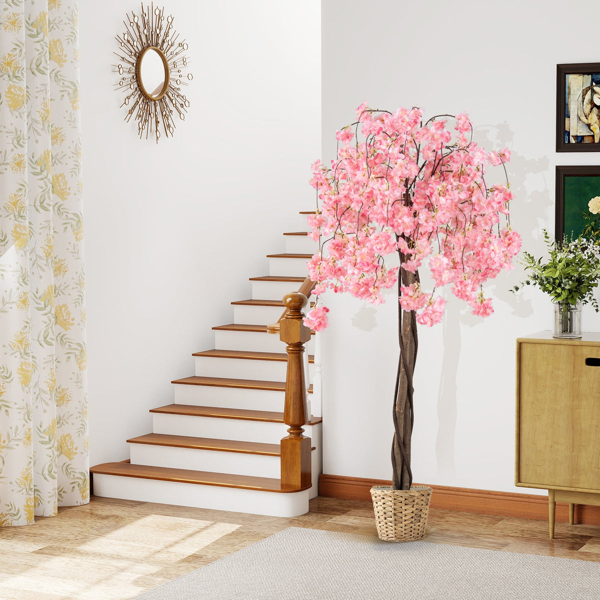 Faux Cherry Blossom Trees, 5.5 FT – Set of 2, Pink & White Blooms