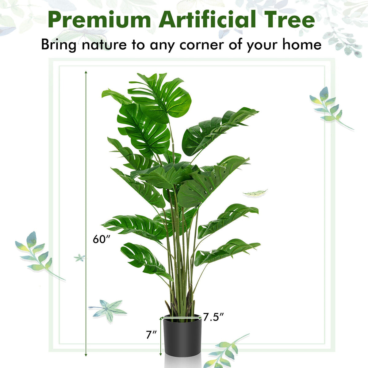 Faux Monstera Trees, 5 FT – Set of 2