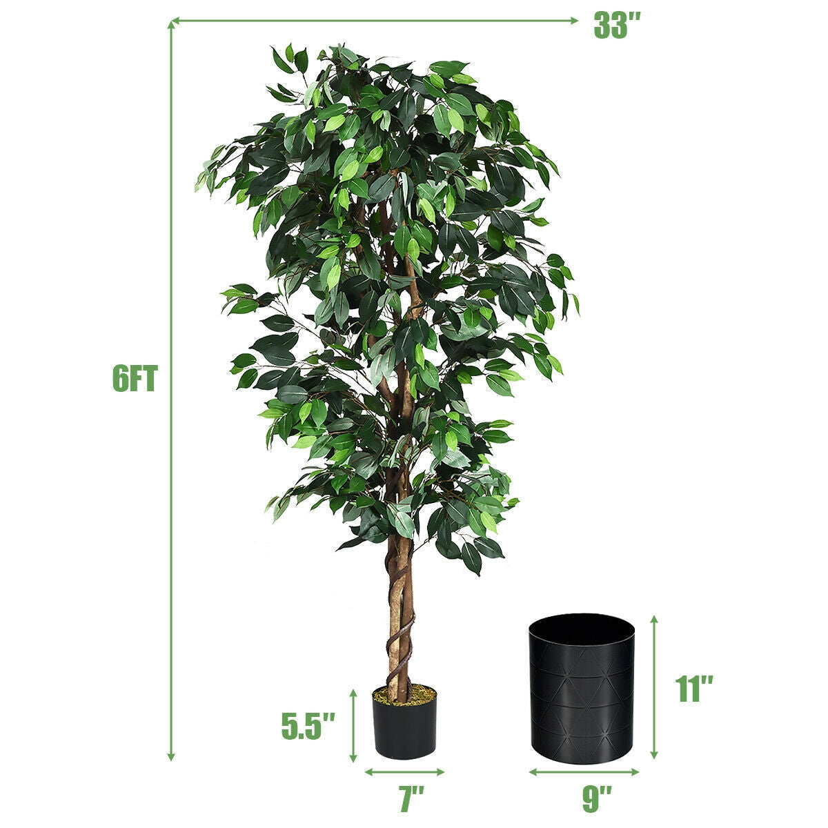 Faux Ficus Tree, 6 FT