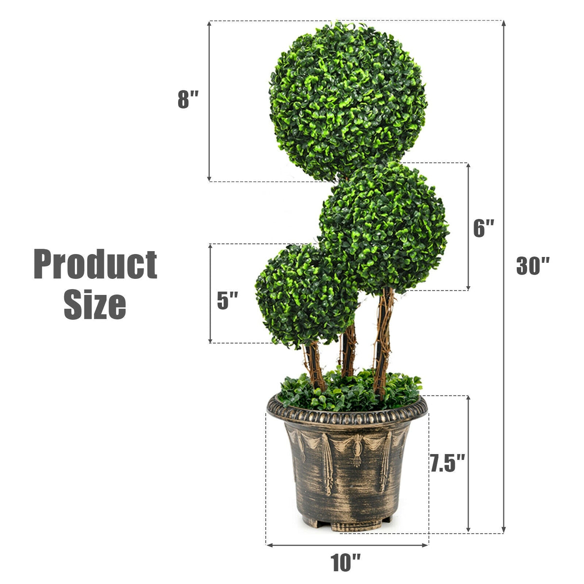 Faux Triple-Ball Topiary Tree, 30"
