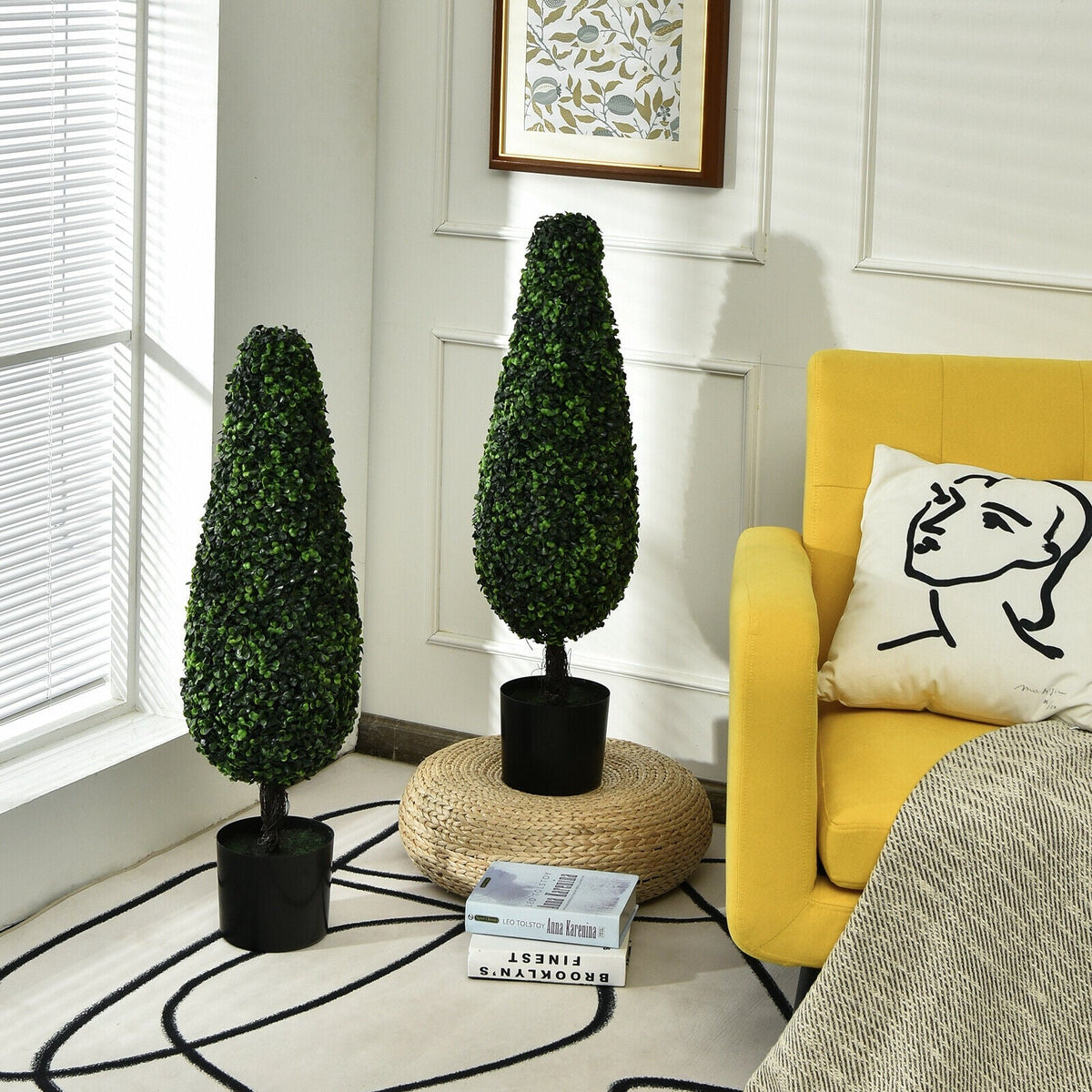 Faux Tower Topiary Trees, 3 FT – Set of 2