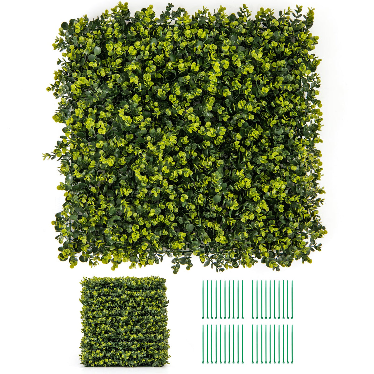 Faux Eucalyptus Hedge Panels, 20" x 20" – Set of 12