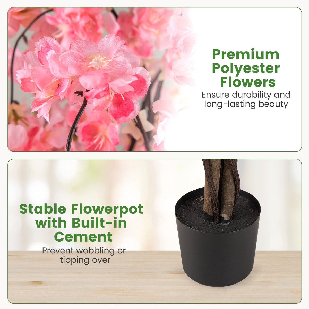 Faux Cherry Blossom Trees, 5.5 FT – Set of 2, Pink & White Blooms