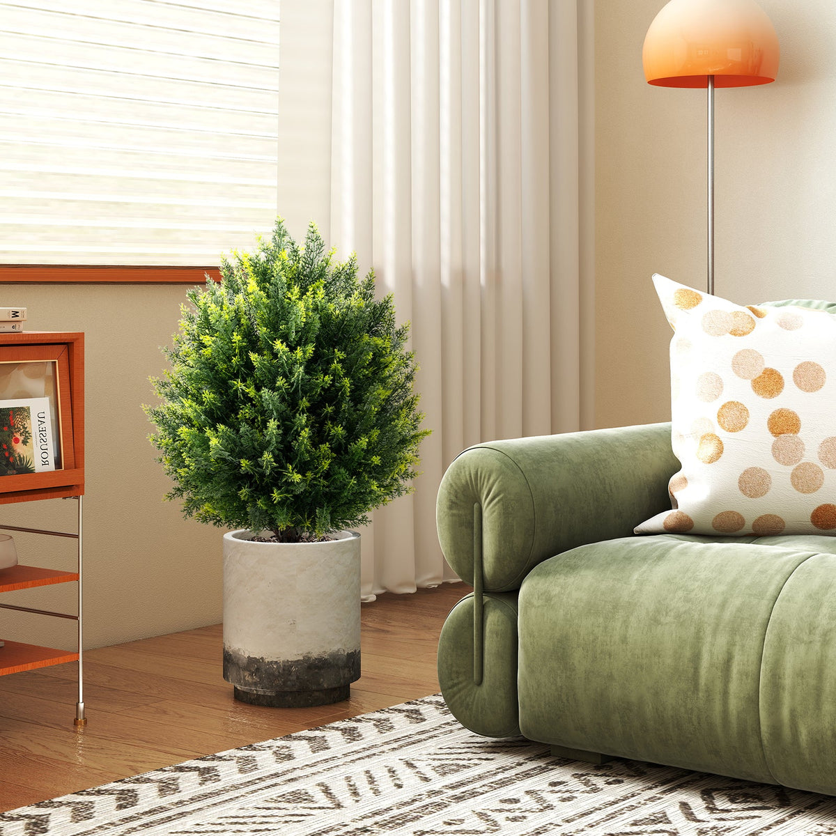 Faux Cypress Topiary Ball Tree, 24"