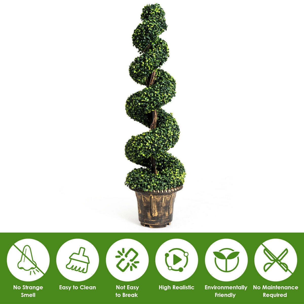 Faux Boxwood Spiral Trees, 4 FT – Set of 2