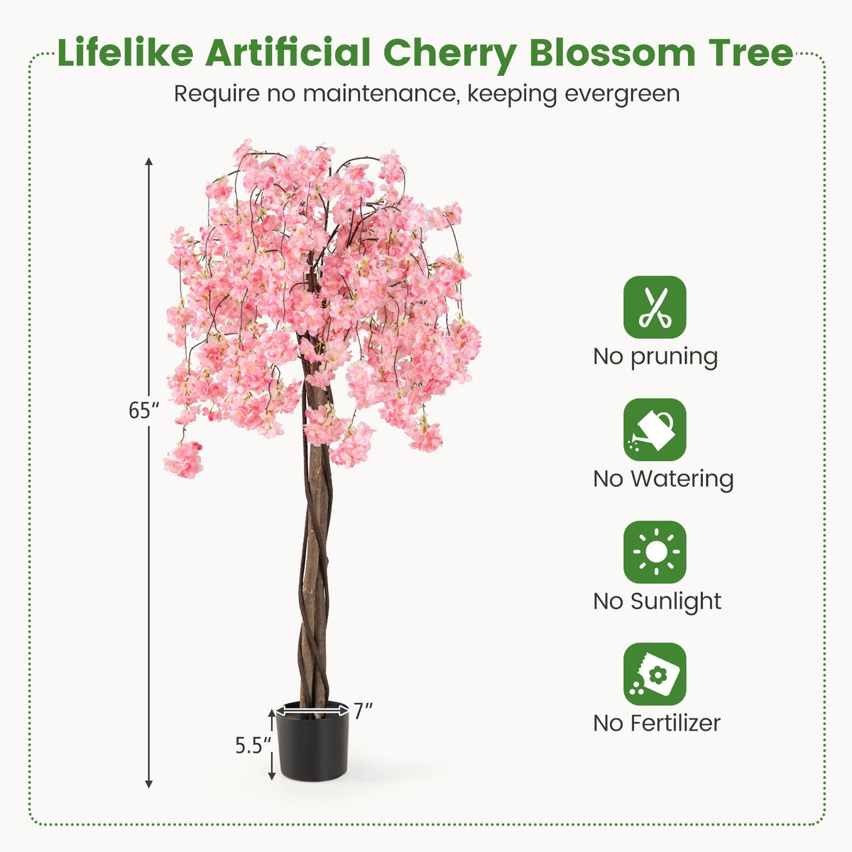 Faux Cherry Blossom Trees, 5.5 FT – Set of 2, Pink & White Blooms