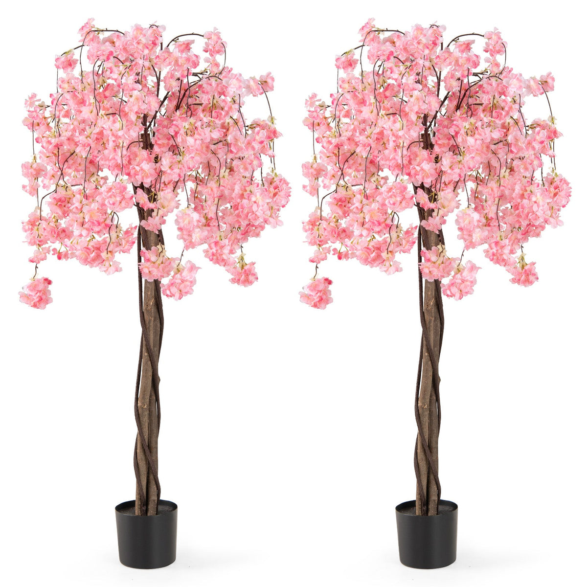 Faux Cherry Blossom Trees, 5.5 FT – Set of 2, Pink & White Blooms