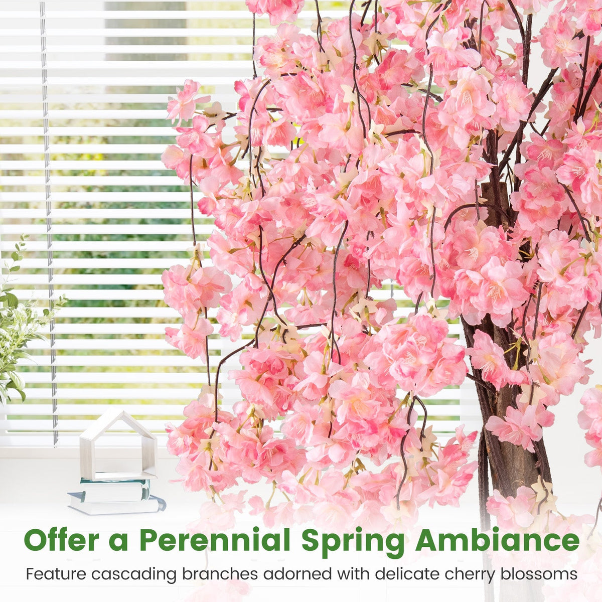 Faux Cherry Blossom Trees, 5.5 FT – Set of 2, Pink & White Blooms
