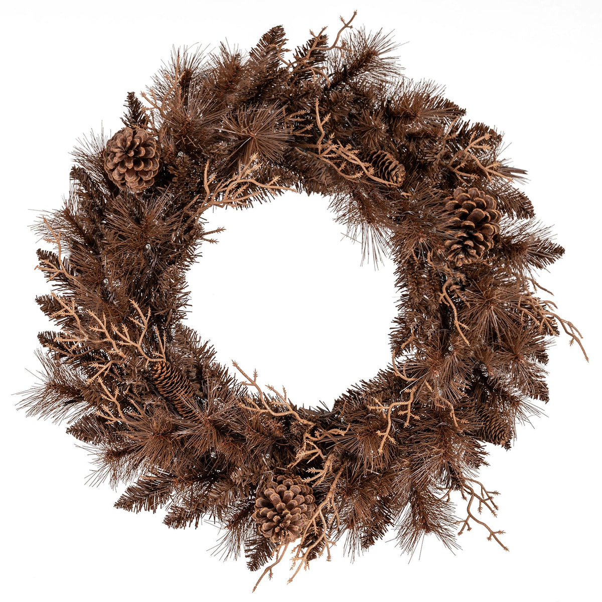 Faux Pre-Lit Christmas Wreath, 24" – 35 Warm White LED Lights