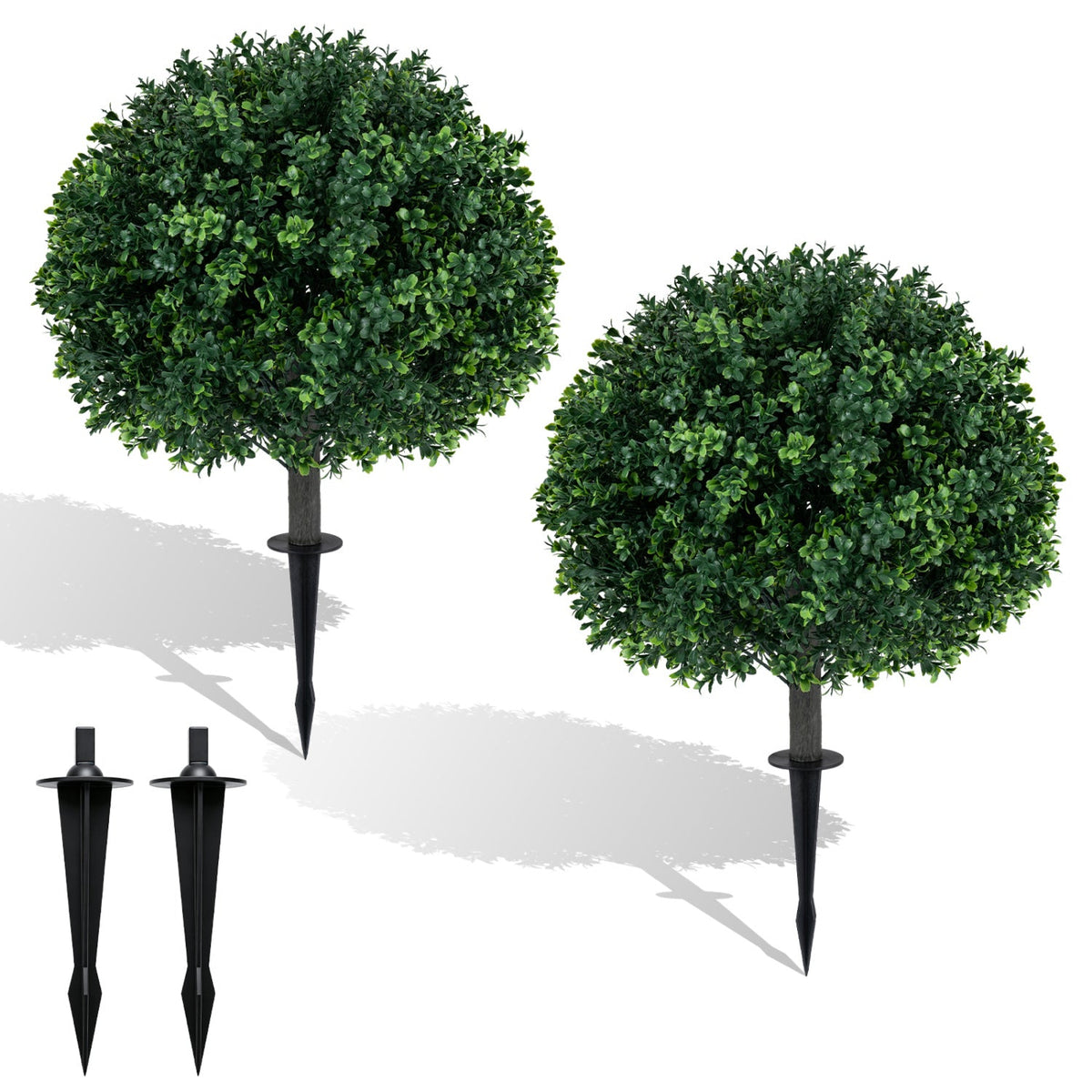 Faux Boxwood Topiary Trees, 27" – Set of 2
