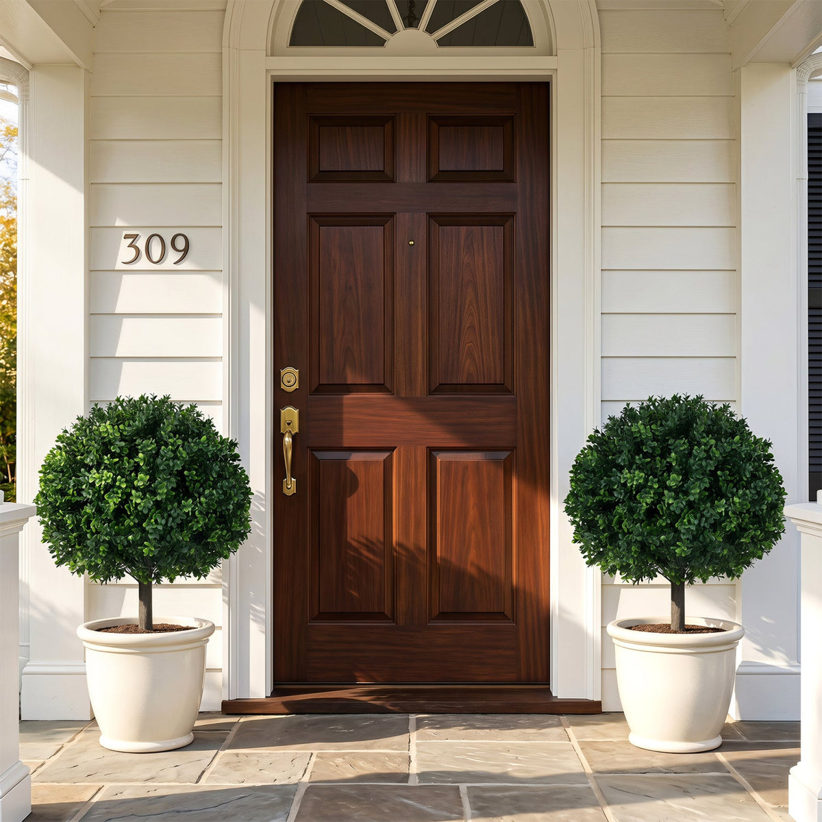 Faux Boxwood Topiary Trees, 27" – Set of 2