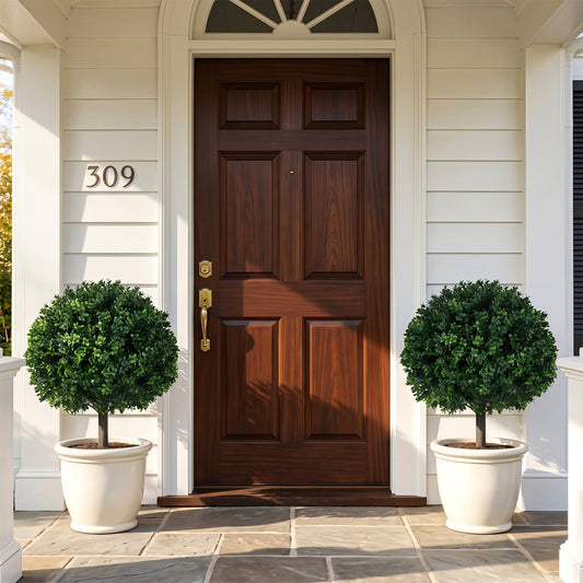 Faux Boxwood Topiary Trees, 27" – Set of 2
