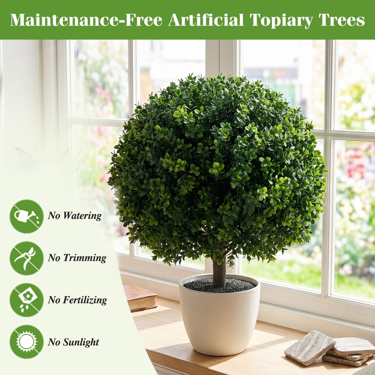 Faux Boxwood Topiary Trees, 27" – Set of 2