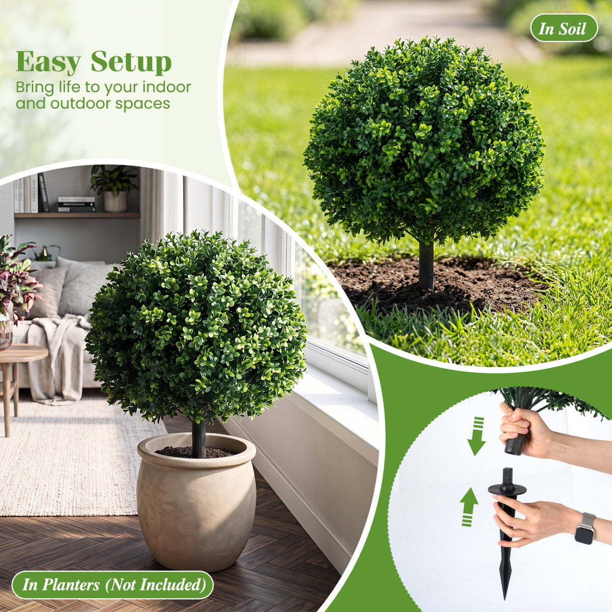 Faux Boxwood Topiary Trees, 27" – Set of 2