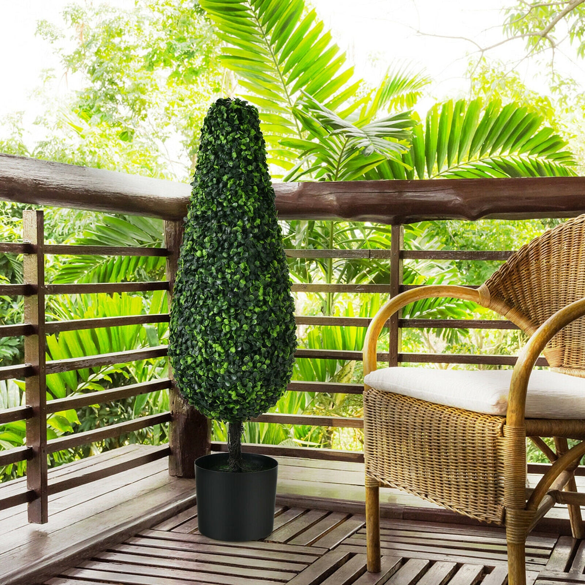 Faux Tower Topiary Trees, 3 FT – Set of 2