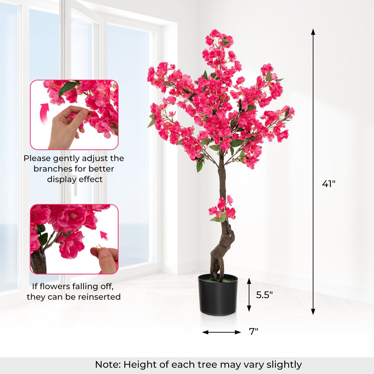 Faux Plum Blossom Trees, 41" – Set of 2