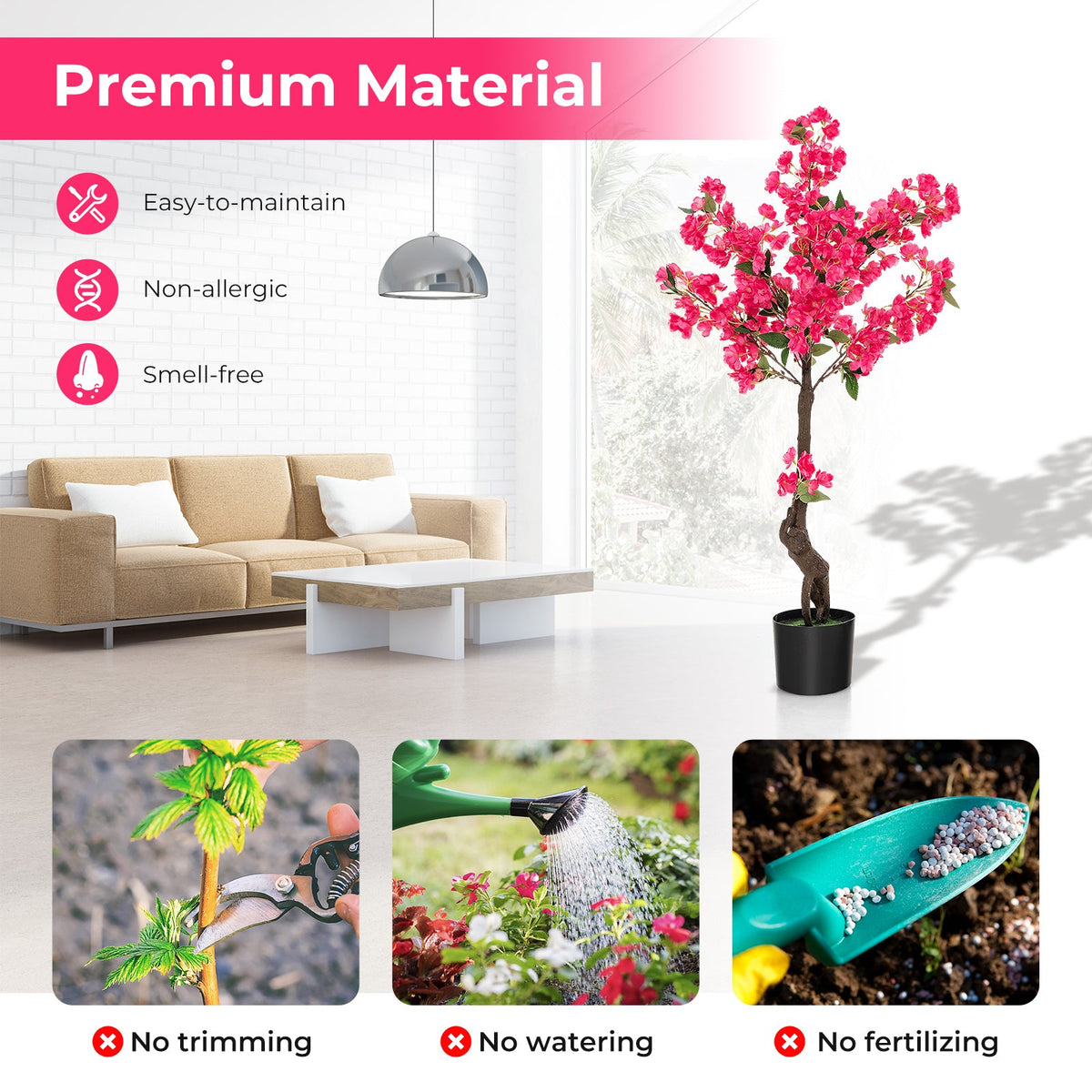 Faux Plum Blossom Trees, 41" – Set of 2