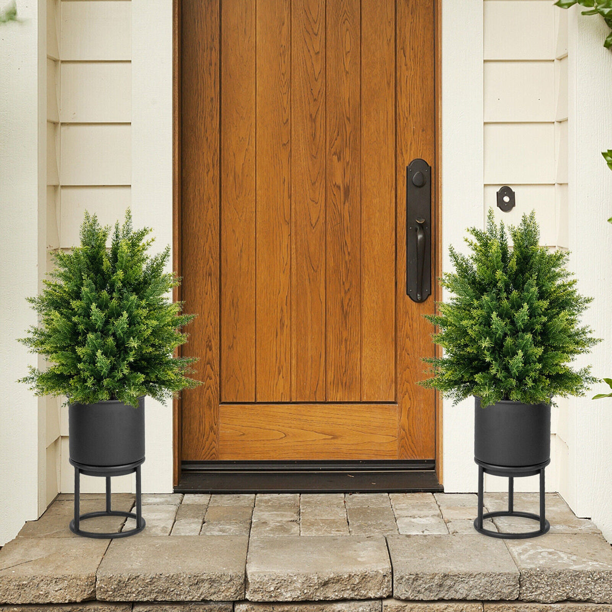 Faux Cedar Topiary Ball Trees, 22" – Set of 2