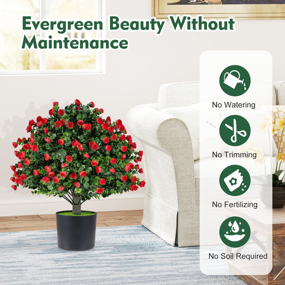 Faux Rose Topiary Ball Trees – Set of 2