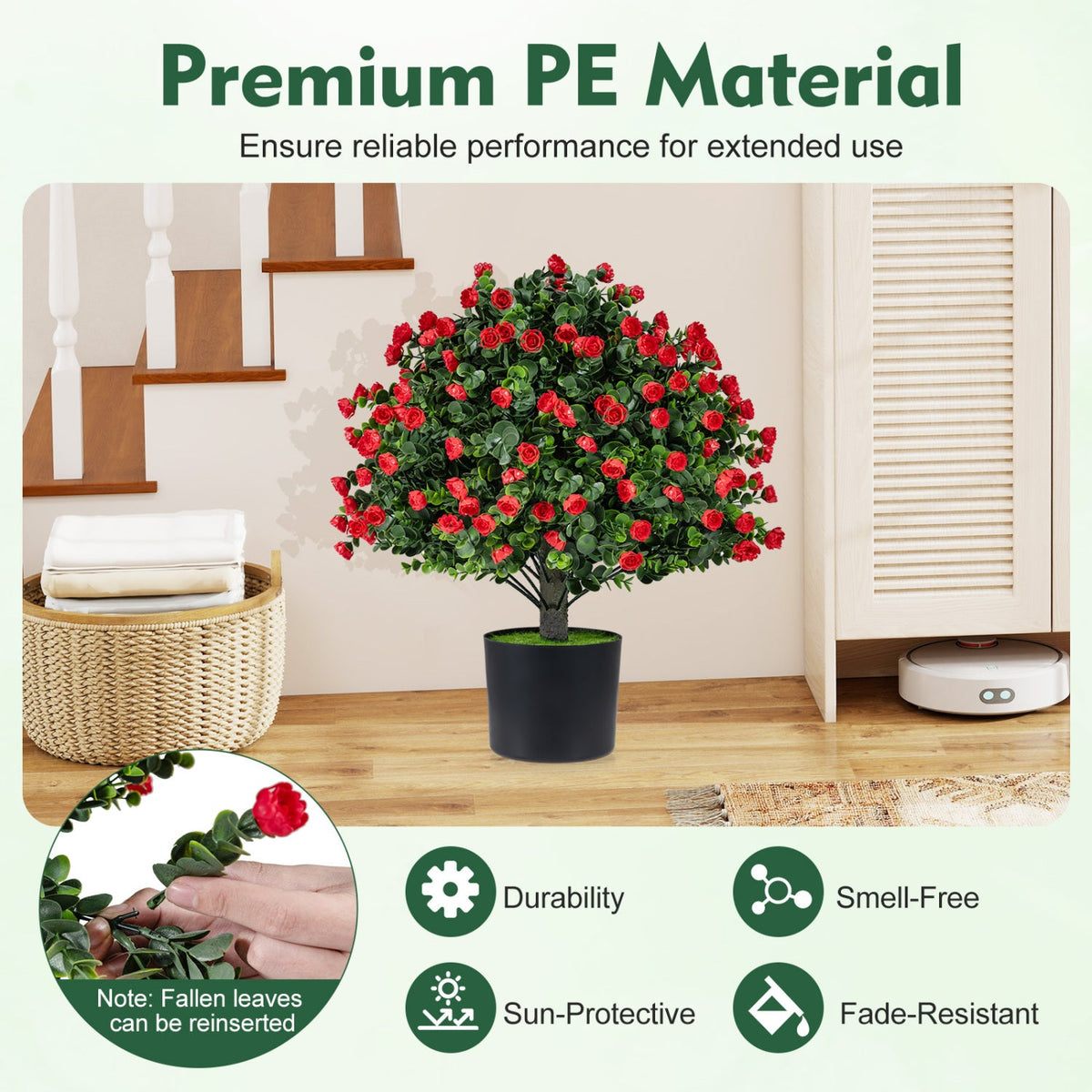 Faux Rose Topiary Ball Trees – Set of 2