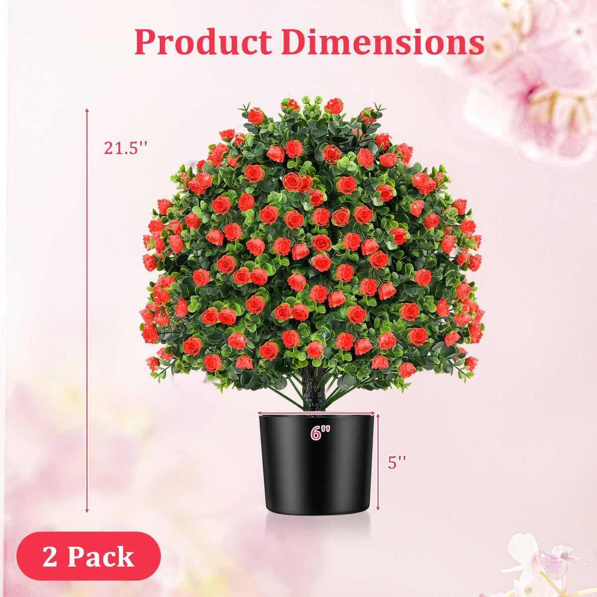 Faux Rose Topiary Trees – Set of 2