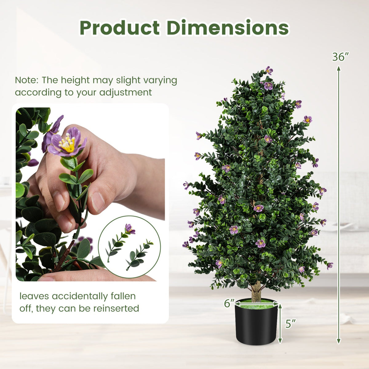 Faux Floral Cone Topiary Trees – Set of 2