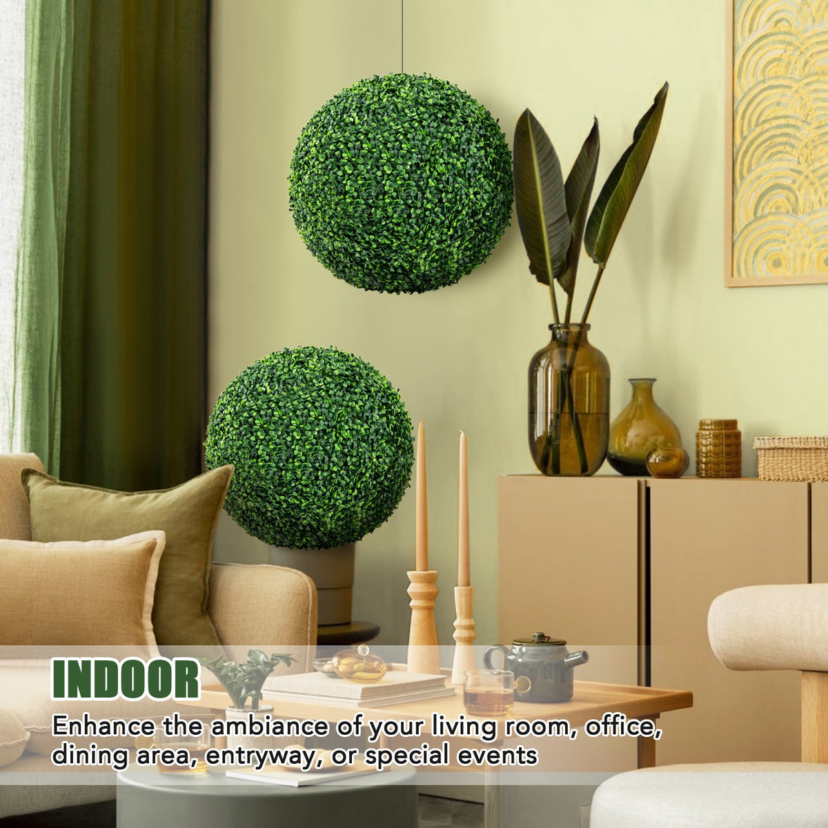 Faux Boxwood Topiary Balls, 15.7" – Set of 2