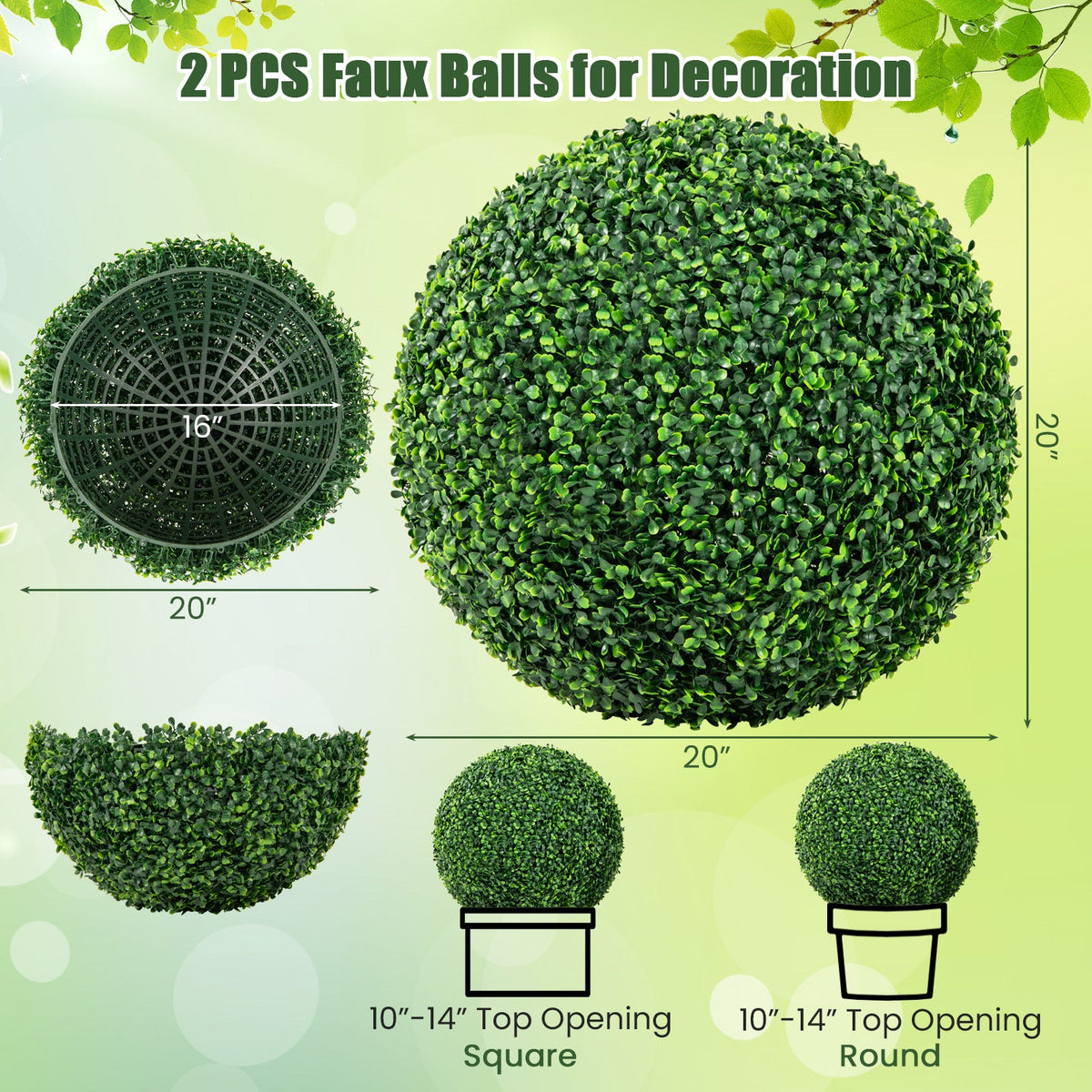 Faux Boxwood Topiary Balls, 15.7" – Set of 2