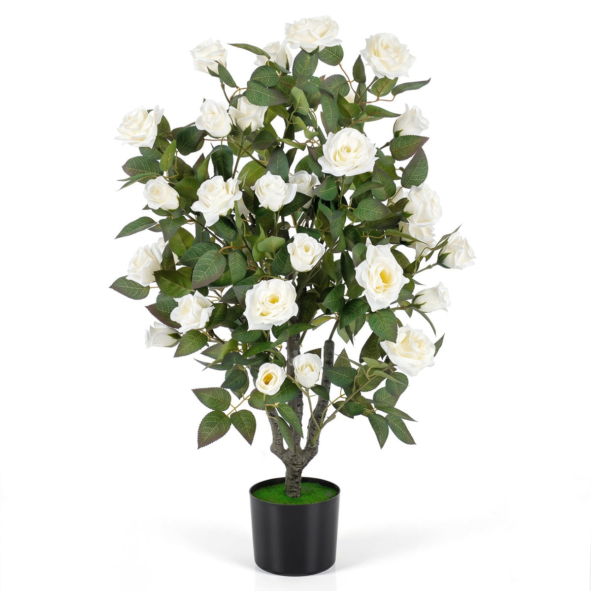 Faux Rose Tree, 35.5" – Potted, Blooming Roses