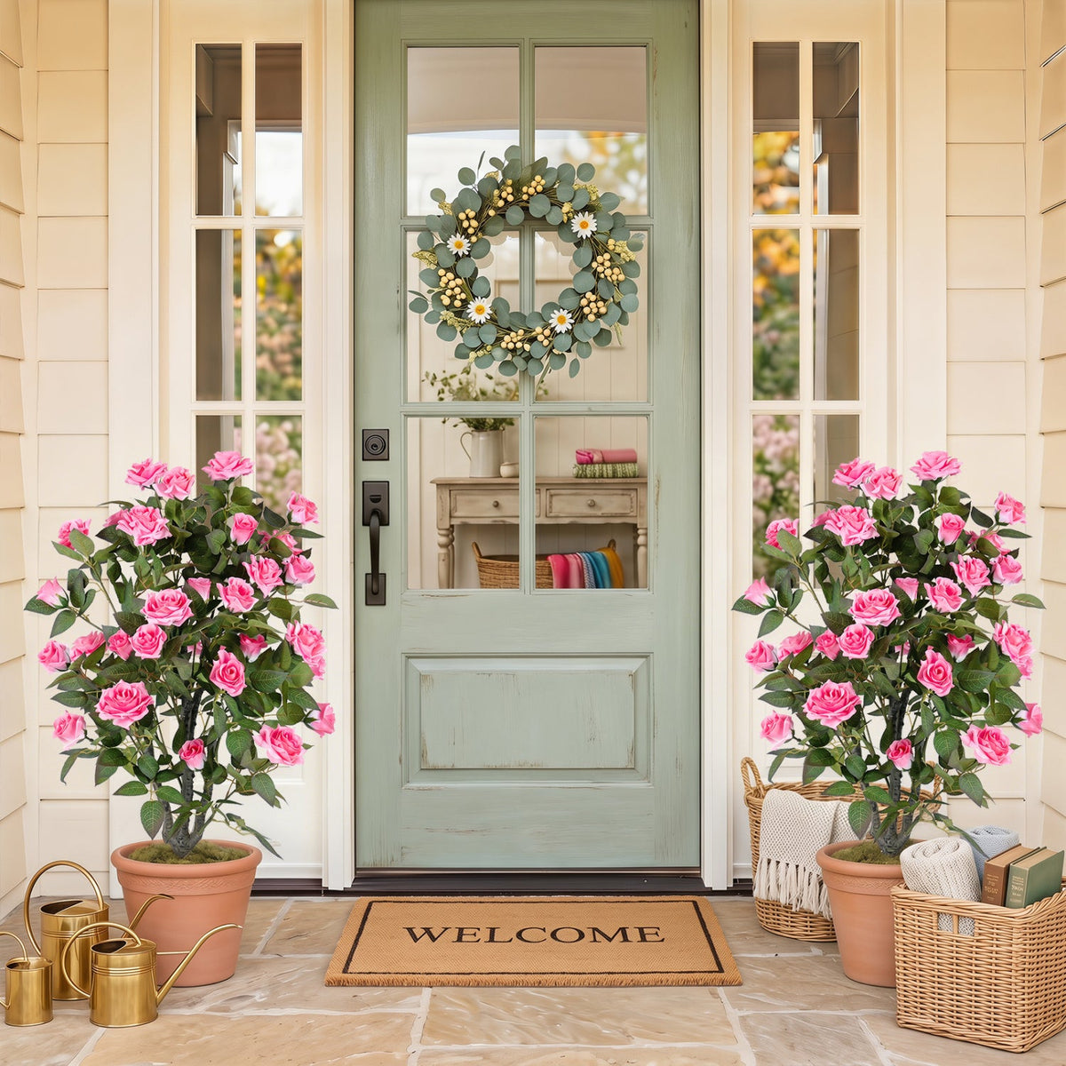 Faux Rose Tree, 35.5" – Potted, Blooming Roses