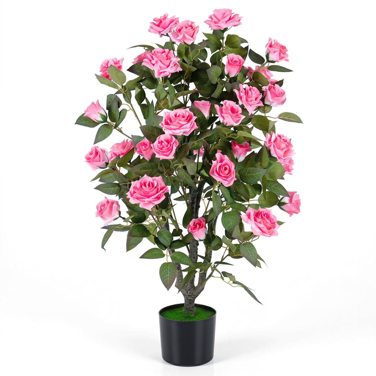 Faux Rose Tree, 35.5" – Potted, Blooming Roses