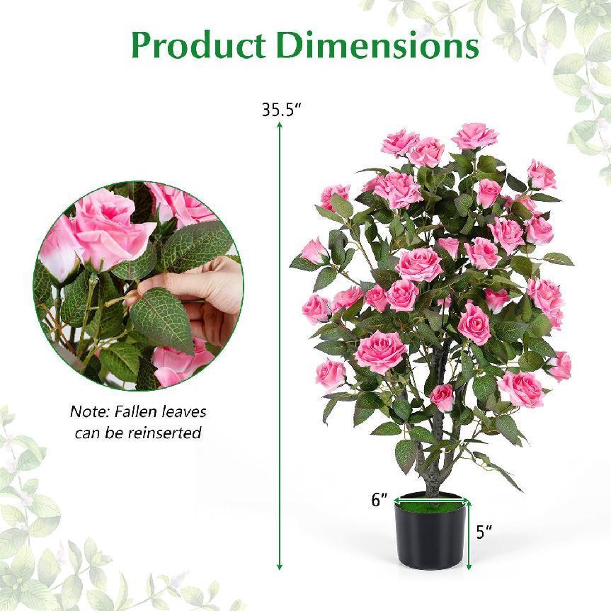 Faux Rose Tree, 35.5" – Potted, Blooming Roses