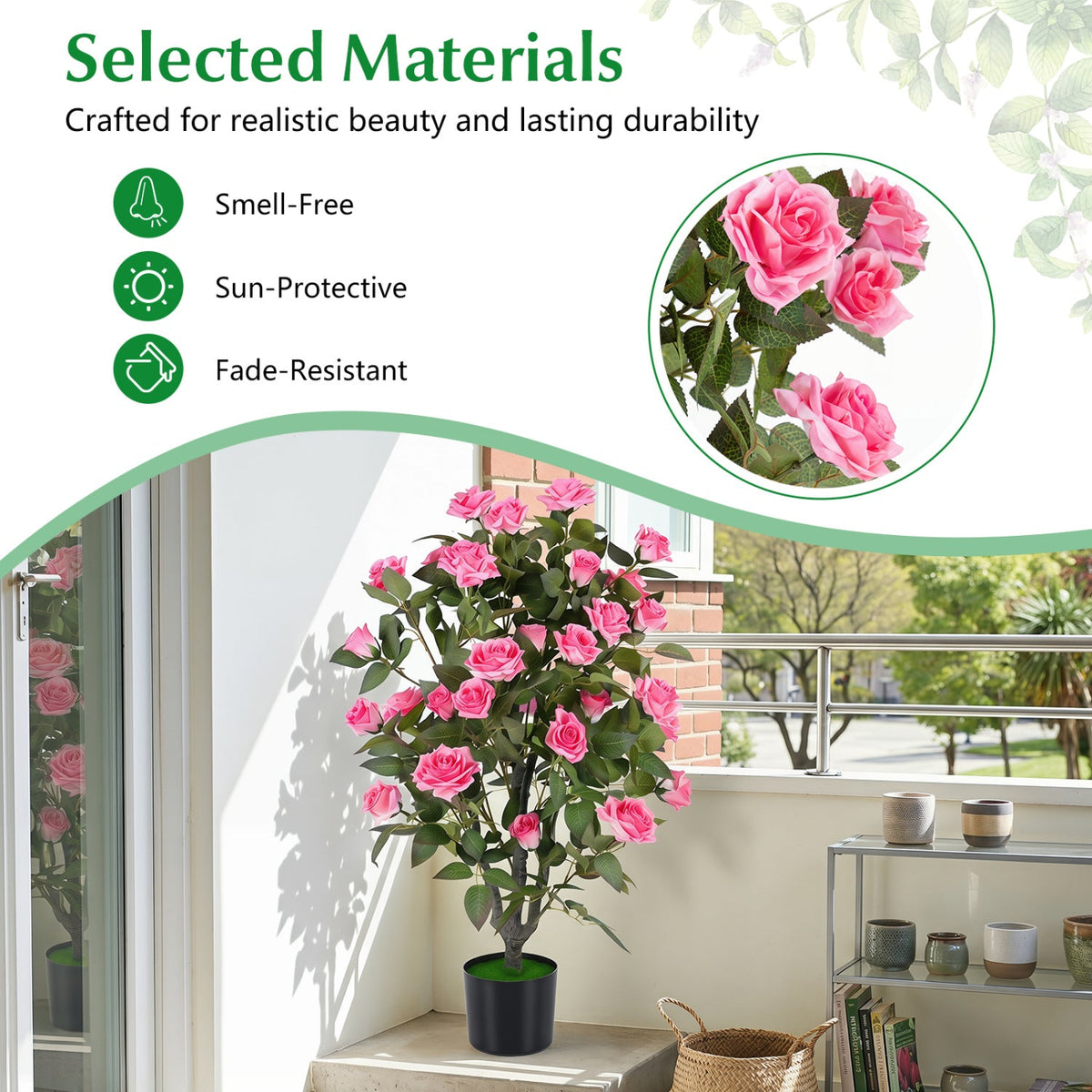 Faux Rose Tree, 35.5" – Potted, Blooming Roses
