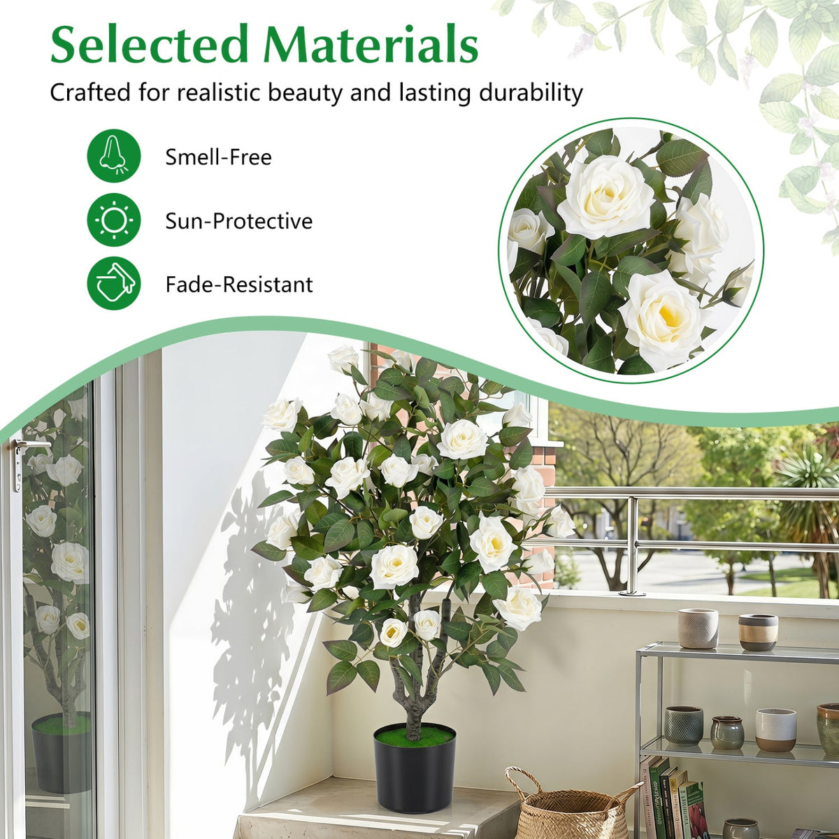 Faux Rose Tree, 35.5" – Potted, Blooming Roses