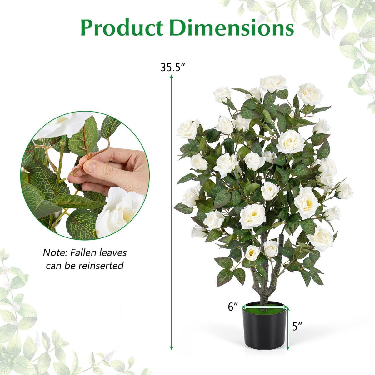 Faux Rose Tree, 35.5" – Potted, Blooming Roses
