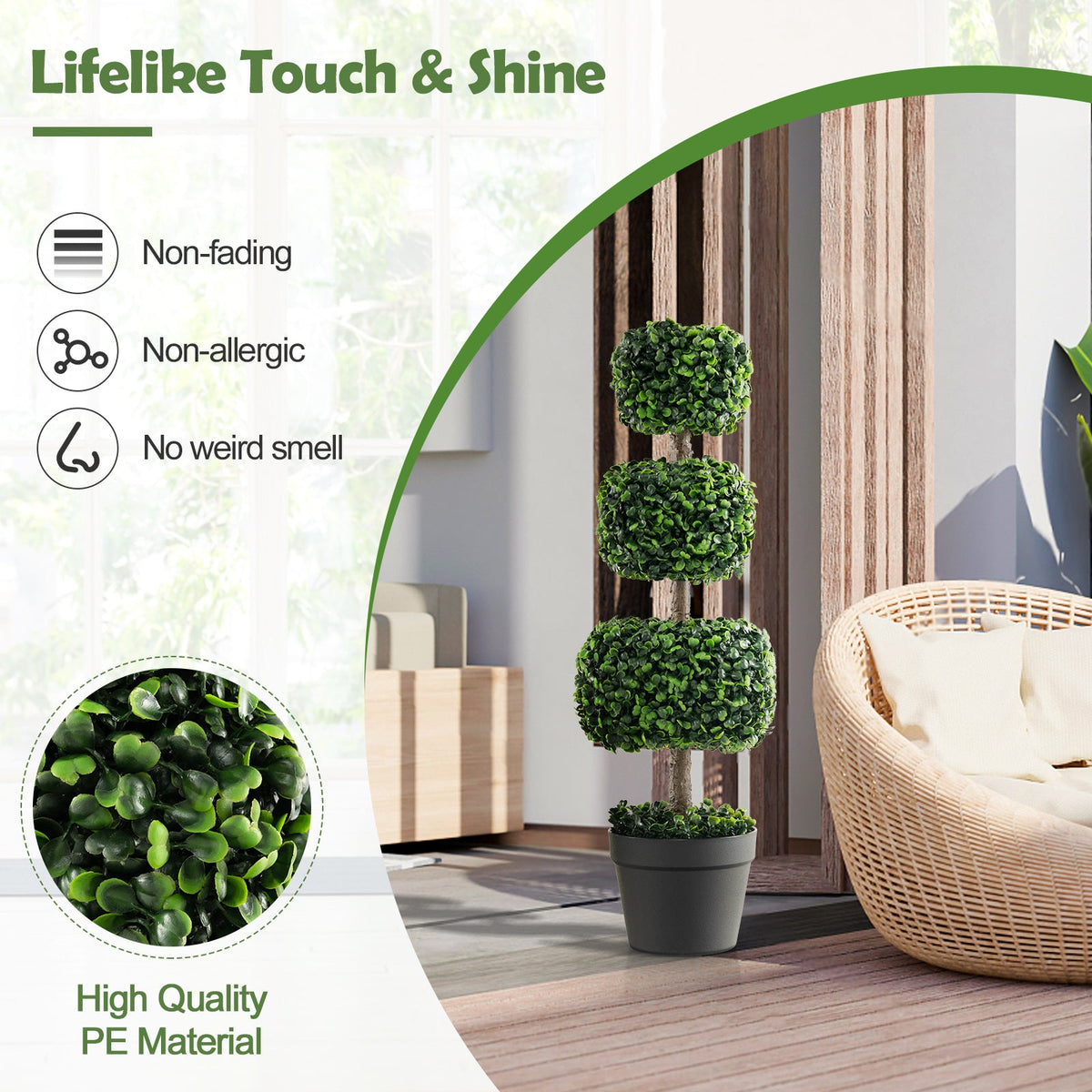 Faux Boxwood Topiary Tree, 35"