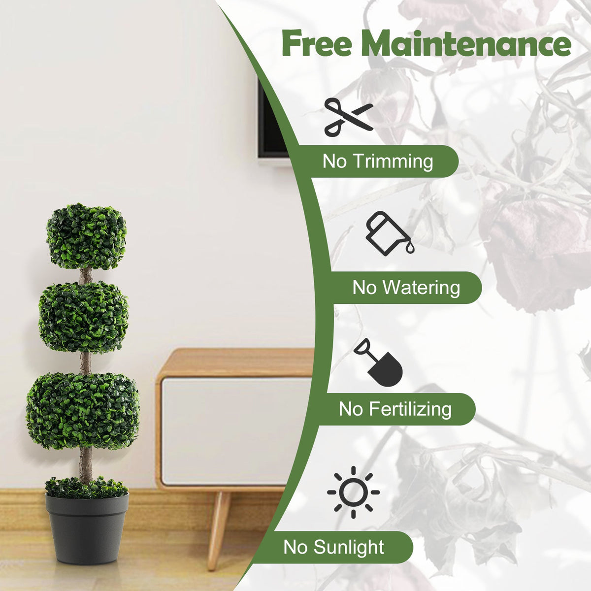 Faux Boxwood Topiary Tree, 35"