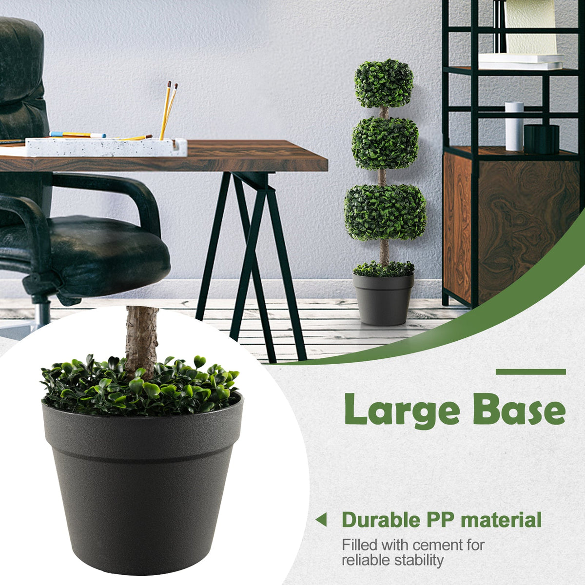 Faux Boxwood Topiary Tree, 35"