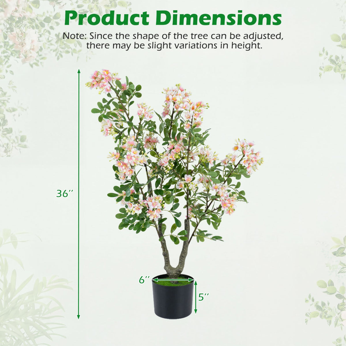 Faux Impatiens Tree, 36" – Pink Blooms & Fruit